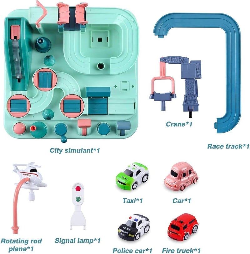 SCIENISH Cars Track Educational Toy Car Adventure Toy, Puzzle Racer Kids Car Track Set, Toddler Car Track Car Adventure Toy 4 Mini Cars, Preschool Educational Cars Race - Image 3