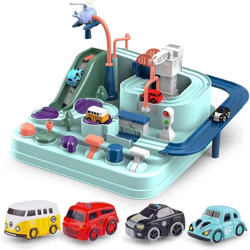 SCIENISH Cars Track Educational Toy Car Adventure Toy, Puzzle Racer Kids Car Track Set, Toddler Car Track Car Adventure Toy 4 Mini Cars, Preschool Educational Cars Race - Image 1