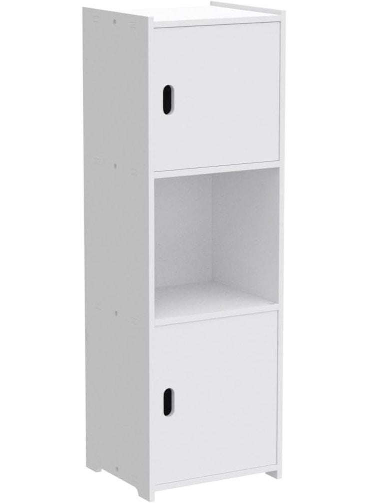 LINGWEI Bathroom Shelf - Bathroom Corner Shelf - 25x80x22cm - Bathroom Storage Cabinet woth Double Door White - Image 3