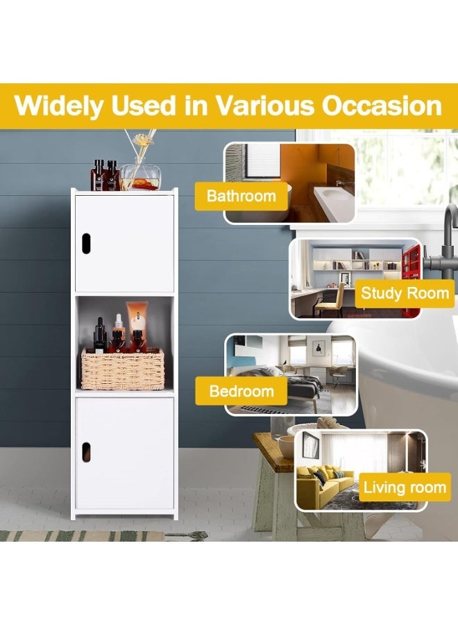 LINGWEI Bathroom Shelf - Bathroom Corner Shelf - 25x80x22cm - Bathroom Storage Cabinet woth Double Door White - Image 4