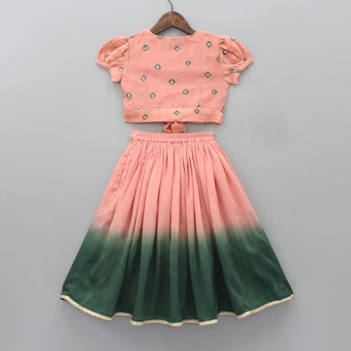 GORLYA Gorliya Girls Choli Set Printed Crop Top Tie Front Lehenga Skirt Outfit Festive Ethnic Party Traditional Dress Summer Casual Lightweight Soft Fabric - Image 3