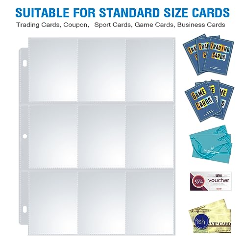 Sooez 120 Pack 9 Pocket Page Protectors, Sooez Trading Card Sleeves for 3 Ring Binder, Baseball Cards Holder, Protective Pages Sheets for Binders Album, Fit for YuGiOh, MTG, Game, Business & Sports Cards - Image 2