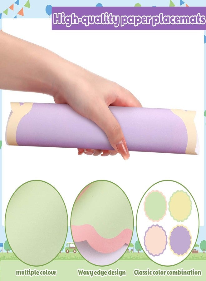 Fuyoooo 60 Pcs Pastel Paper Placemats Pastel Place Mats Valentine Decoration Placemat 13 Inch Disposable Scalloped Colorful Round Table Decorative Colors Mats for Wedding Bridal Party Shower Banquet - Image 3