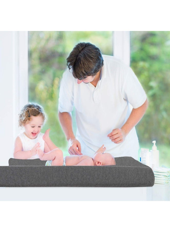 Cuddly Cubs Changing Pad Covers – 2 Pack – Snuggly Soft Plush Cotton Changing Table Covers for Boy, Girl – Fits Perfectly on Summer Infant and Other 16 x 32 Baby Changing Table Pads – Heather Grey - Image 2
