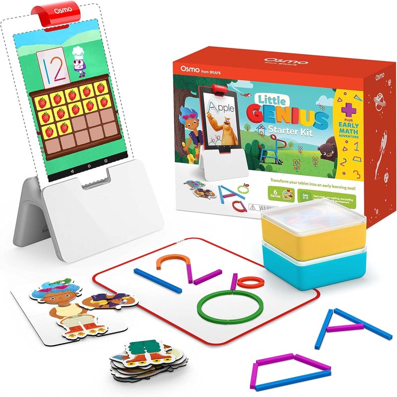 Osmo Little Genius Starter Kit for Fire Tablet  Early Math Adventure  6 Educational GamesCounting Shapes  PhonicsSTEM GiftsAges 3 4 5Tablet Base Included - Image 2