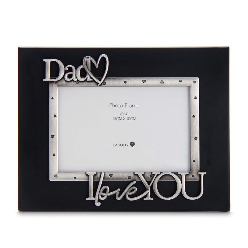 LASODY ""Dad I Love You Expressions Sentiment Picture Frame  4x6 inch  Black  Photo Gift for Papa  Grandpa  Family  Display on Tabletop  Desk - Image 1