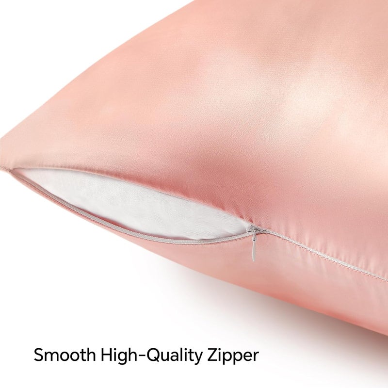 BEDELITE Elegant upgraded practical design Satin Pillowcase with Zipper, Coral Pillow Cases Queen Size Set of 2, Super Soft and Cooling Similar to Silk Pillow Cases, Gift for Women Men(20x30 Inches) Batch uniform stable quality - Image 5