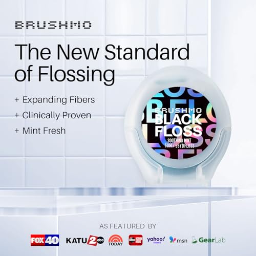 Brushmo Black Floss (BBFloss) - Expanding Floss, Gum-Friendly Soothing Mint Dental Floss, Natural Vegan Wax to Remove Plaque from Teeth, Dentist Designed PTFE & PFAS Free Oral Care, 2 Spools, 110 yd - Image 2