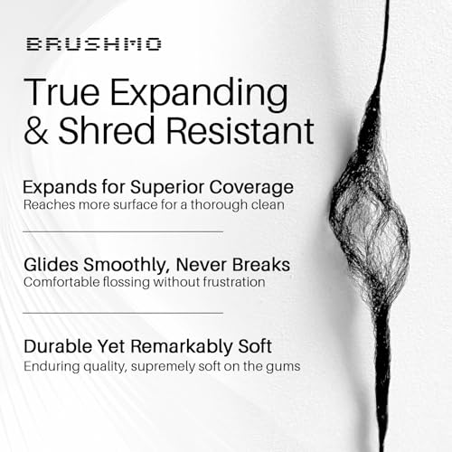 Brushmo Black Floss (BBFloss) - Expanding Floss, Gum-Friendly Soothing Mint Dental Floss, Natural Vegan Wax to Remove Plaque from Teeth, Dentist Designed PTFE & PFAS Free Oral Care, 2 Spools, 110 yd - Image 4
