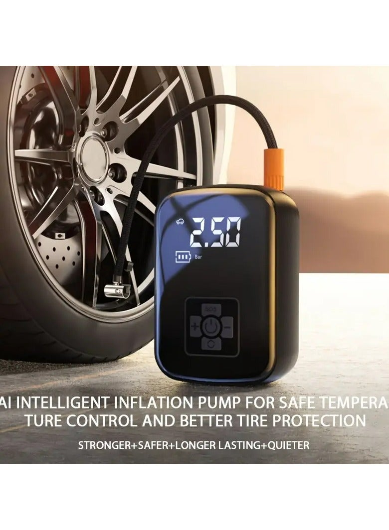Generic A Portable Car Air Compressor with a Wireless Handheld Pump And Light, Suitable for Inflating And Compressing Tires of Cars And Motorcycles.  - Image 1
