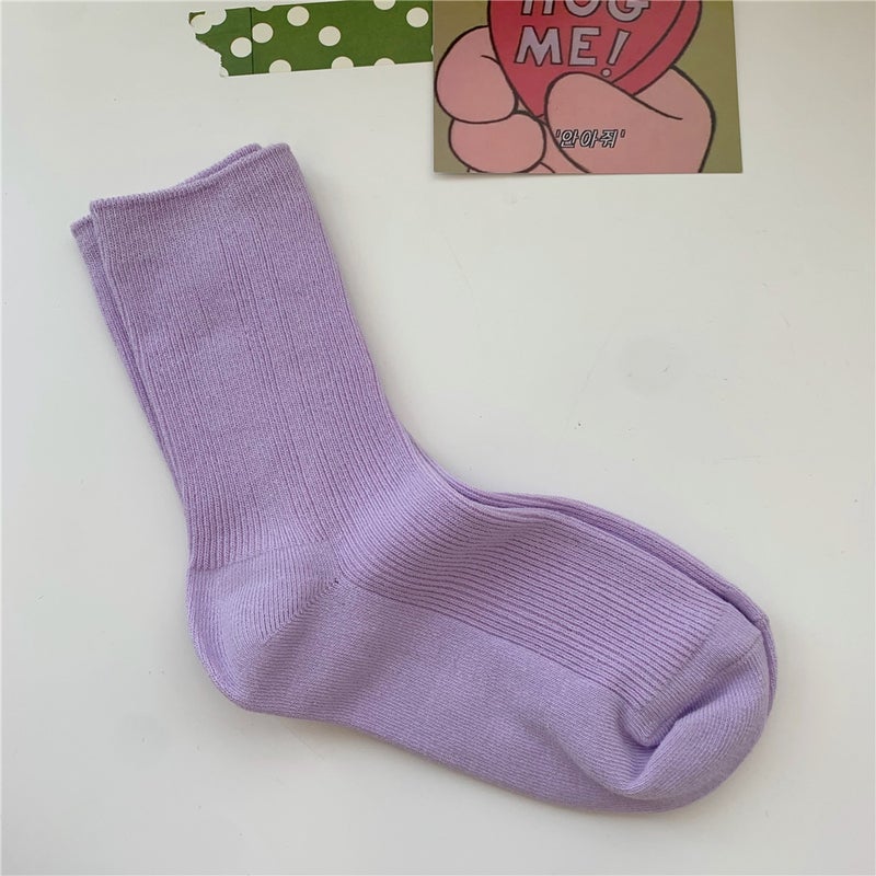 Korean Style Cotton Tube Socks Light purple