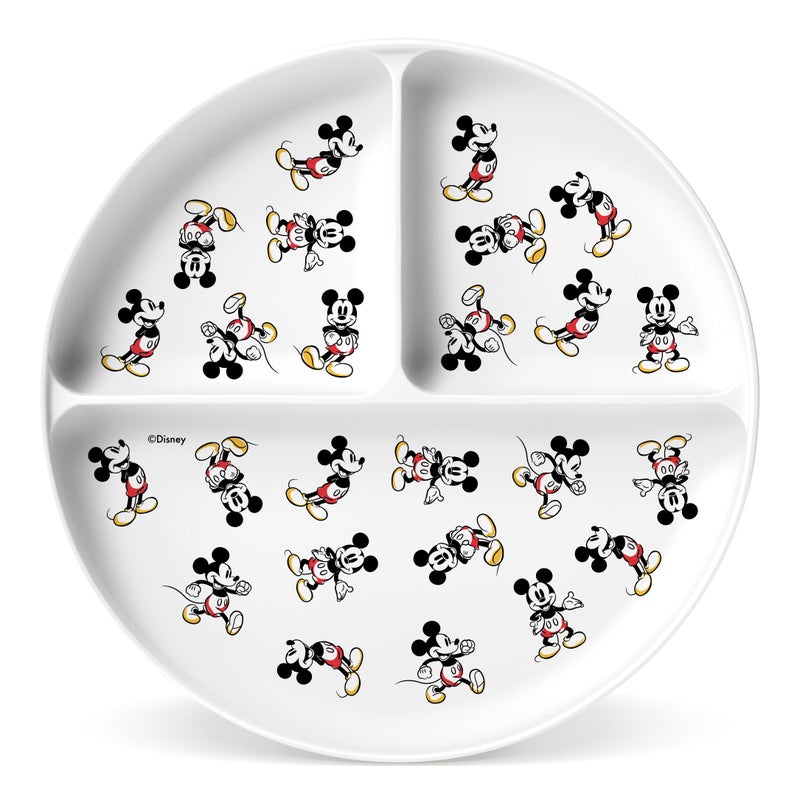 Simple Modern Disney Silicone Plate for Baby and Toddler | Divided and Microwave Safe Plates for Kids | Parker Collection | Mickey Mouse Retro - Image 1