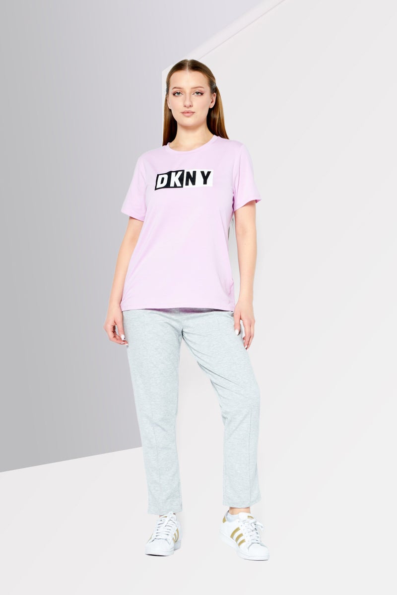 DKNY Sport Women Sportswear Fit Short Sleeve Brand Logo Training T-Shirts, Purple - Image 2