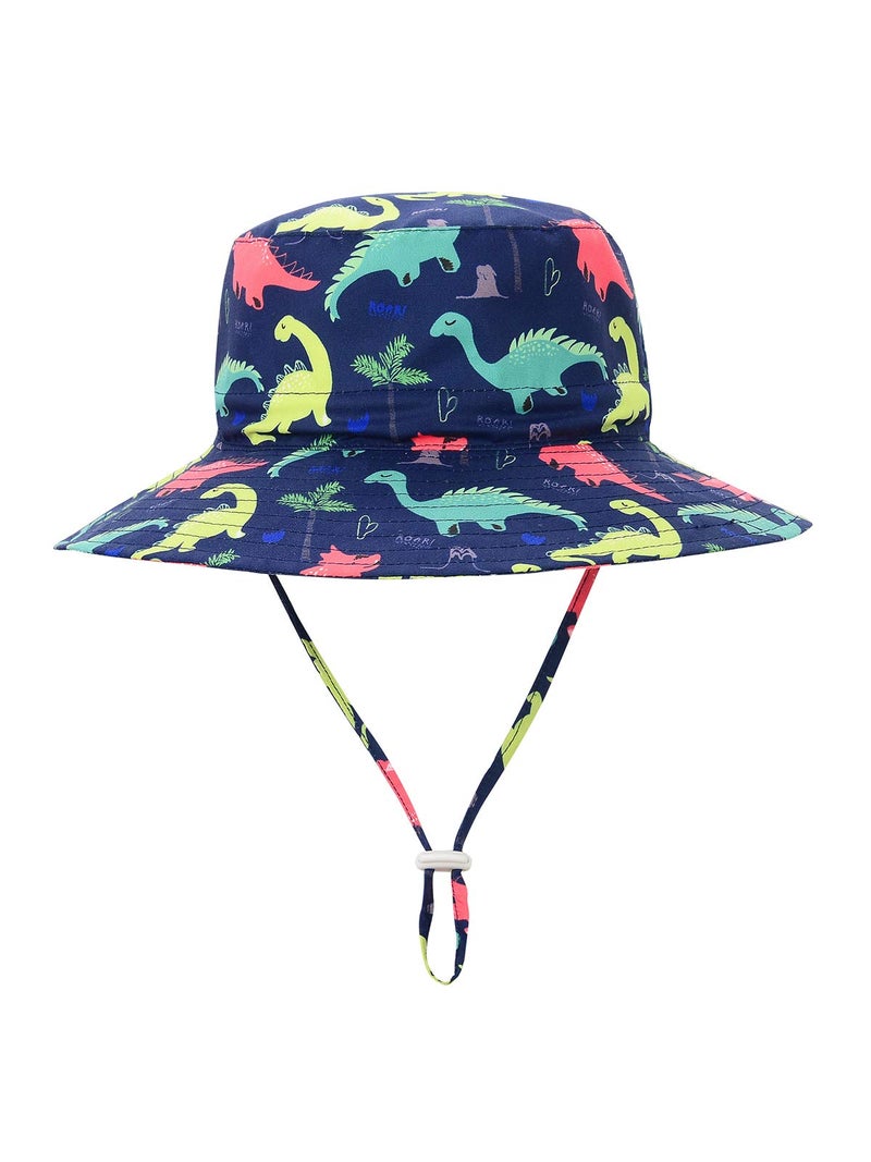 Komorebi Baby Sun Hat UPF 50+ Sun Protective Toddler Bucket Hat Summer Kids Beach Hats Wide Brim Outdoor Play Hat for Boys Girls Navy Dinosaur 2-4T - Image 4