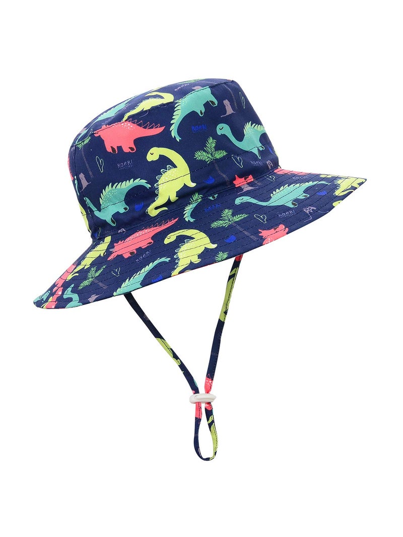 Komorebi Baby Sun Hat UPF 50+ Sun Protective Toddler Bucket Hat Summer Kids Beach Hats Wide Brim Outdoor Play Hat for Boys Girls Navy Dinosaur 2-4T - Image 1