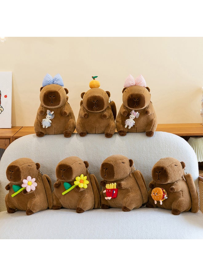 Explosions Capybara Backpack Plush Toy Creative Kapibala Backpack Fashionable Small Bag Girl Gift-Colour:Hug Rabbit Style -High:35cm 【0.35kg】 - Image 2