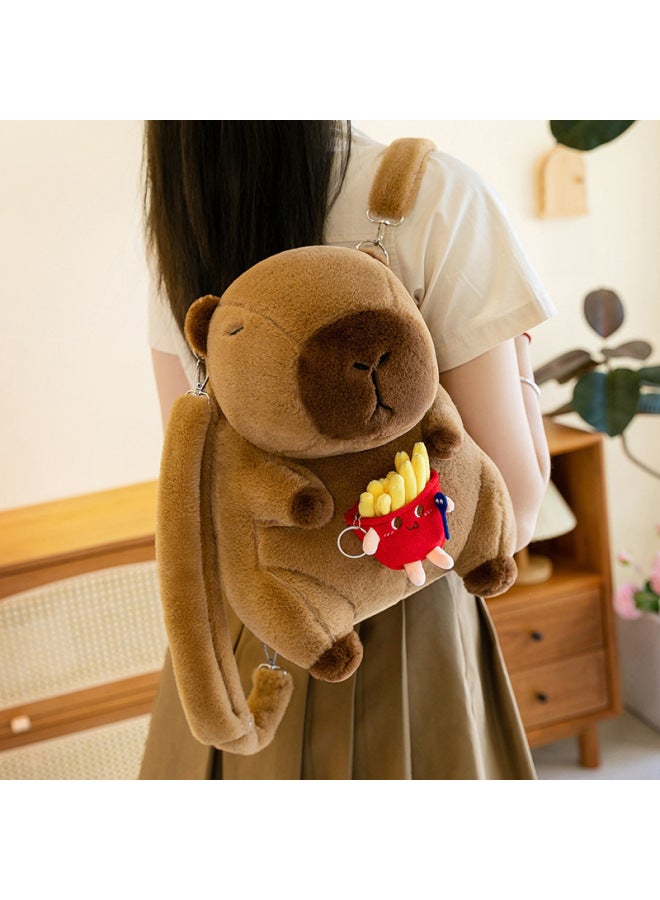 Explosions Capybara Backpack Plush Toy Creative Kapibala Backpack Fashionable Small Bag Girl Gift-Colour:Hug Rabbit Style -High:35cm 【0.35kg】 - Image 3