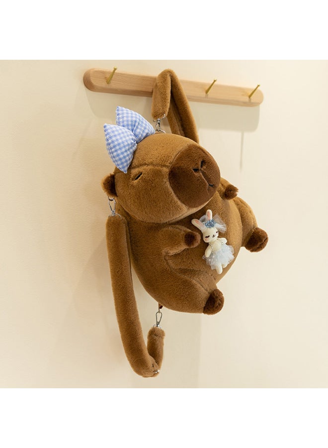 Explosions Capybara Backpack Plush Toy Creative Kapibala Backpack Fashionable Small Bag Girl Gift-Colour:Hug Rabbit Style -High:35cm 【0.35kg】 - Image 4