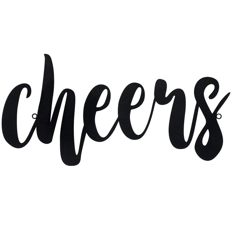 Pangda Cheers Sign for Home Bar Cheers Wall Decor Metal Sign for Home Office Living Room Decoration Black 1378 x 591 Inch
