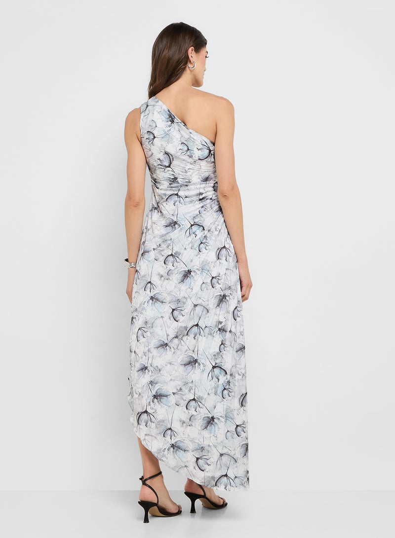 ستايل تشيت فستان كتف واحد بنقوش الزهور - Image 2