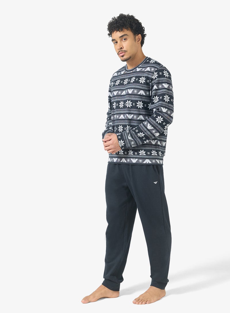 امبوريو ارماني طقم بيجامة وتيشيرت بياقة دائرية كاجوال - Image 1