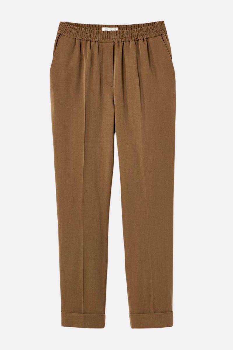 Tchibo Women Regular Fit Wide Leg Solid Palazzo Pants, Brown  - Image 2