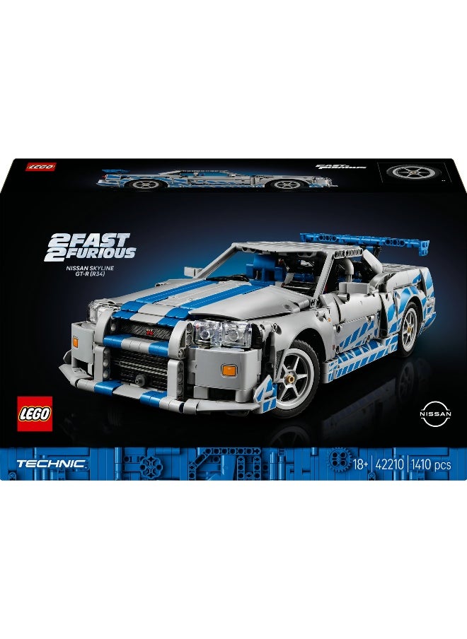LEGO LEGO Technic 2 Fast 2 Furious Nissan Skyline GT-R (R34) Car 42210 Building Set (1410 Pieces)  - Image 2