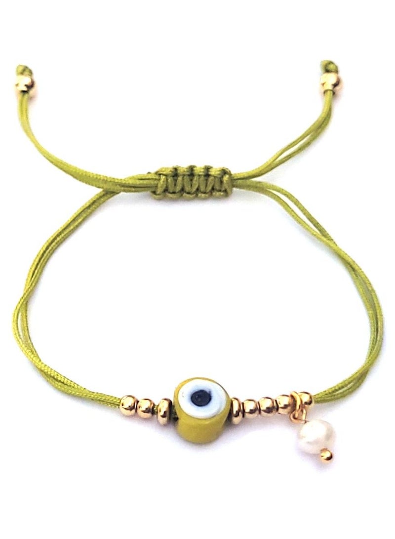 Alwan String Bracelet with an Evil Eye and a Small Pearl - Image 1