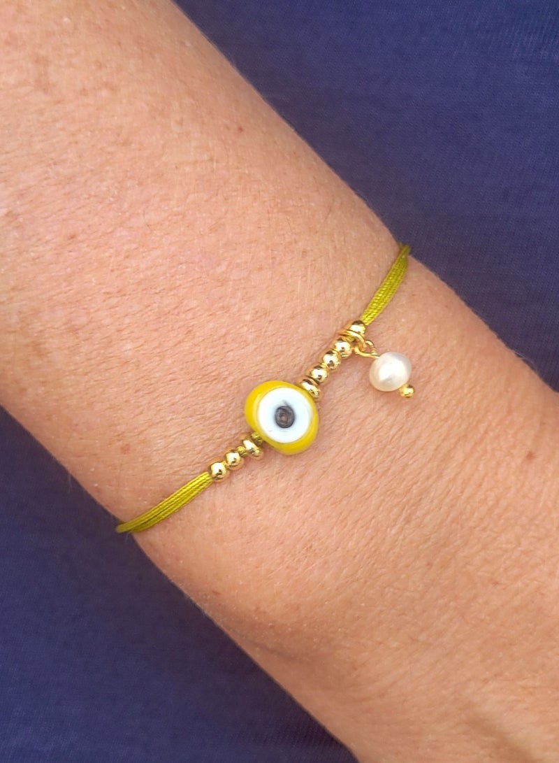 Alwan String Bracelet with an Evil Eye and a Small Pearl - Image 3