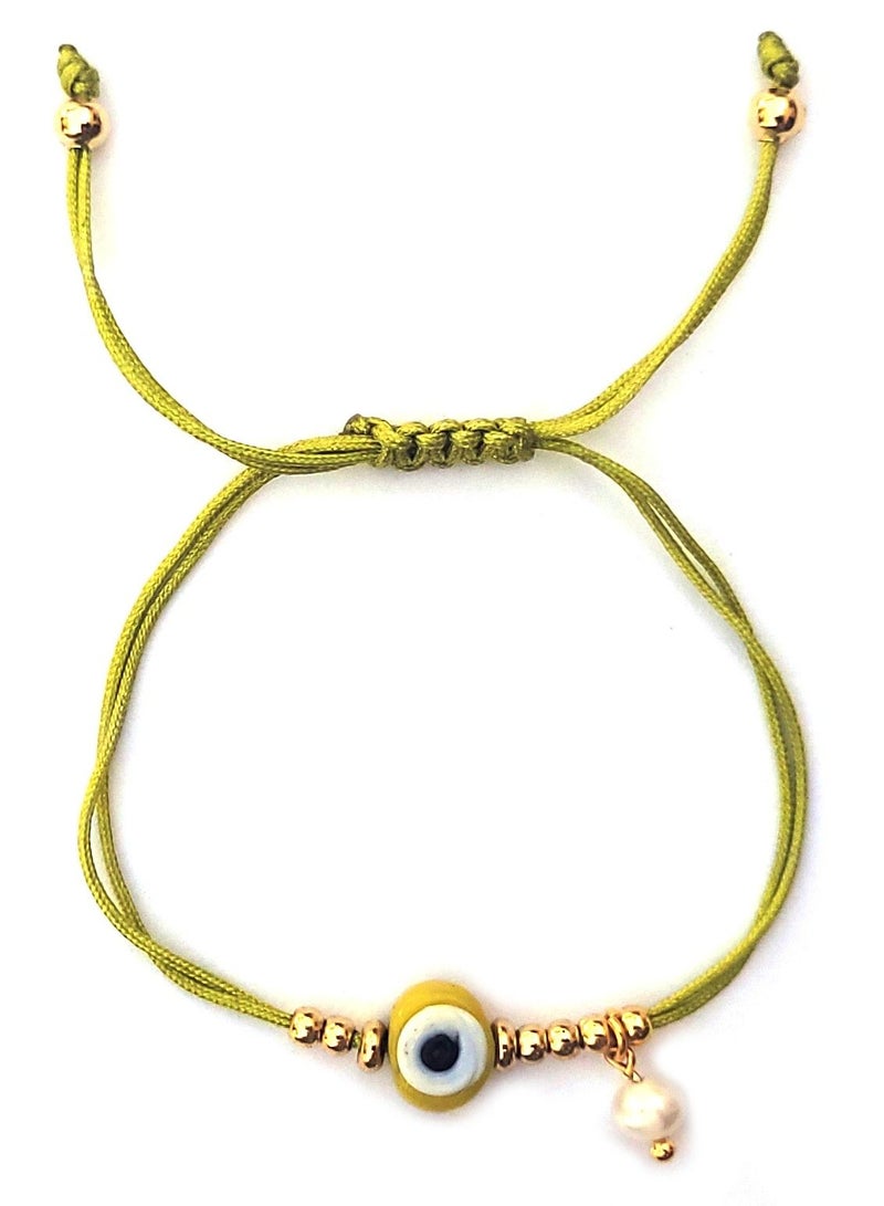 Alwan String Bracelet with an Evil Eye and a Small Pearl - Image 2