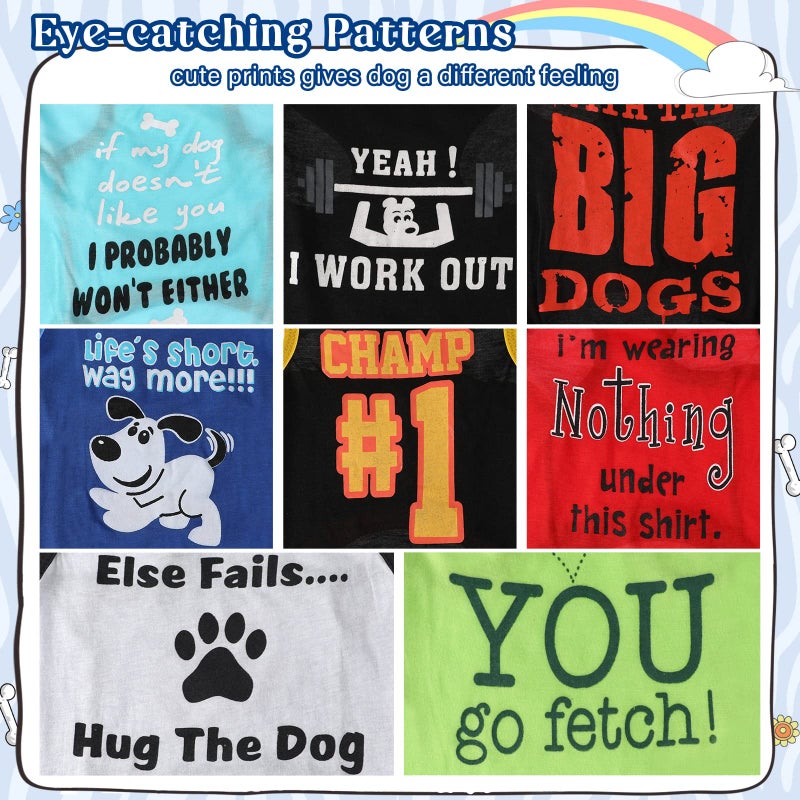 Saintrygo 8 Pieces Dog Shirts Pet Printed Clothes with Funny Letters Summer Pet T Shirts Cool Puppy Breathable Dog Outfit Soft Sweatshirt Cats(Cute Pattern,Medium) - Image 4