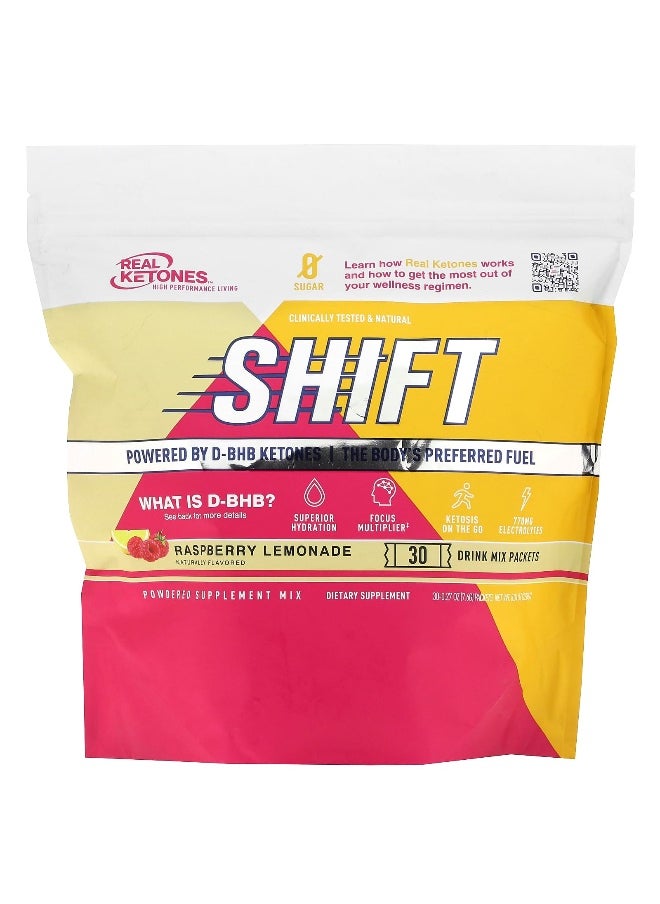 Real Ketones - Real Ketones, Shift, Raspberry Lemonade, 30 Drink Mix Packets, 0.27 oz (7.6 g) Each - Image 1