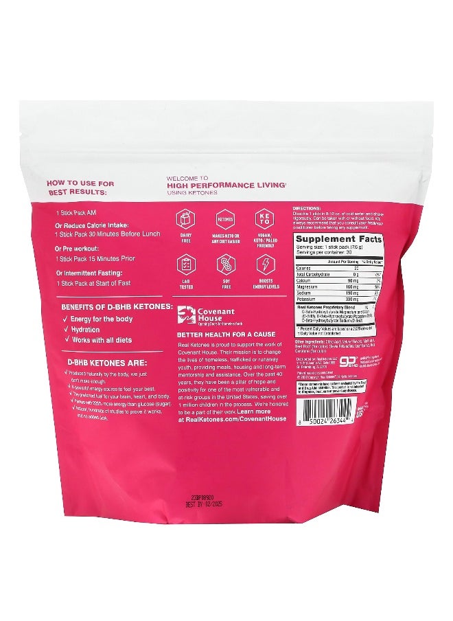 Real Ketones - Real Ketones, Shift, Raspberry Lemonade, 30 Drink Mix Packets, 0.27 oz (7.6 g) Each - Image 1