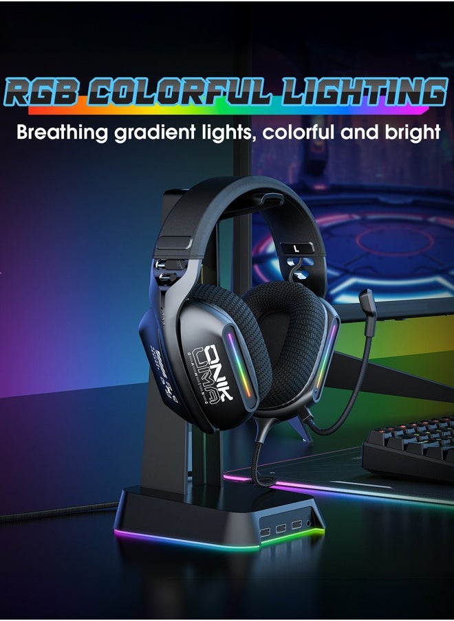 onikuma X12 Professional Gaming Headset with Mic,Gaming Headphone-Stereo Sound & LED Light & Noise Cancelling for PS4/PS5/XOne/XSeries/Nintendo Switch/PC  - Image 3
