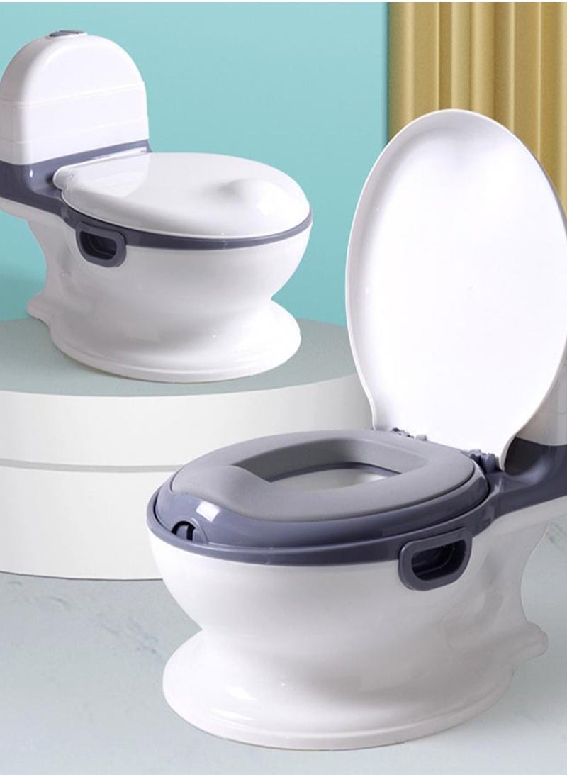 Topyich Potty Training Seat for Baby, Toilet Seat for Kids – Artificial Potty with PU Cushions for Toddlers & Kids Comfortable Potty Training – Grey (Free 10 Cleaning Bags)  - Image 1