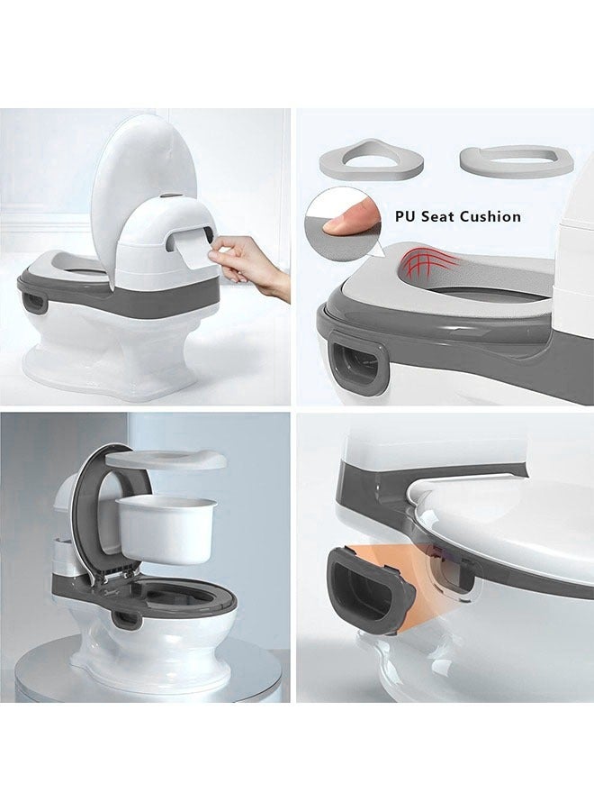 Topyich Baby Potty Training Seat, Kid Size Potty, Realistic Potty Training Toilet with Lid Back，Comfortable Potty Training – Grey (Free 10 Cleaning Bags)  - Image 5