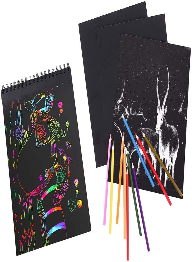 Askprints Black Drawing Paper for Pencil, Acrylic Marker, Opaque Inks, Gouache and Pastels, Top Wiro, 9 x 12 Inch, Black, 50 Sheets - Image 3