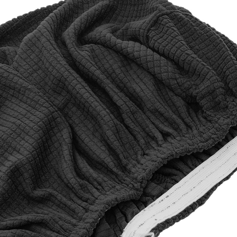 Stretch Sofa Cushion Cover Jacquard Fleece Armchair Slipcover Elastic Full Wrap Seat Protector Black Plaid One-Seater for Living Room - Image 3