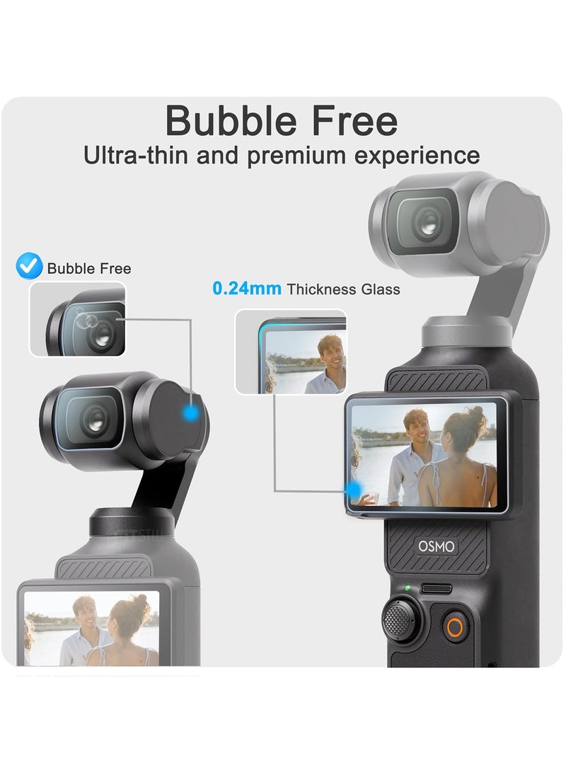 6PCS Lens & Screen Protector for DJI Osmo Pocket 3,0.24mm 9H Hardness Ultra Clear Scratch Resistant Lens Tempered Glass Film Guard Touch Sensitive Easy Installation pocket 3 Accessories - Image 5