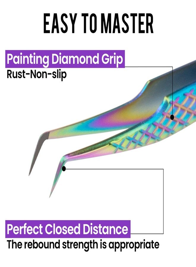 CL CAMILLASH Fiber Tip Lash Tweezers For Eyelash Extension 4 Pcs Tweezers Professional Artist Tech Work Kit Tools,Best Volume Eyelash Lashes Extensions Precision Supplies Volume Boot 90 45 Degree(Multi) - Image 3