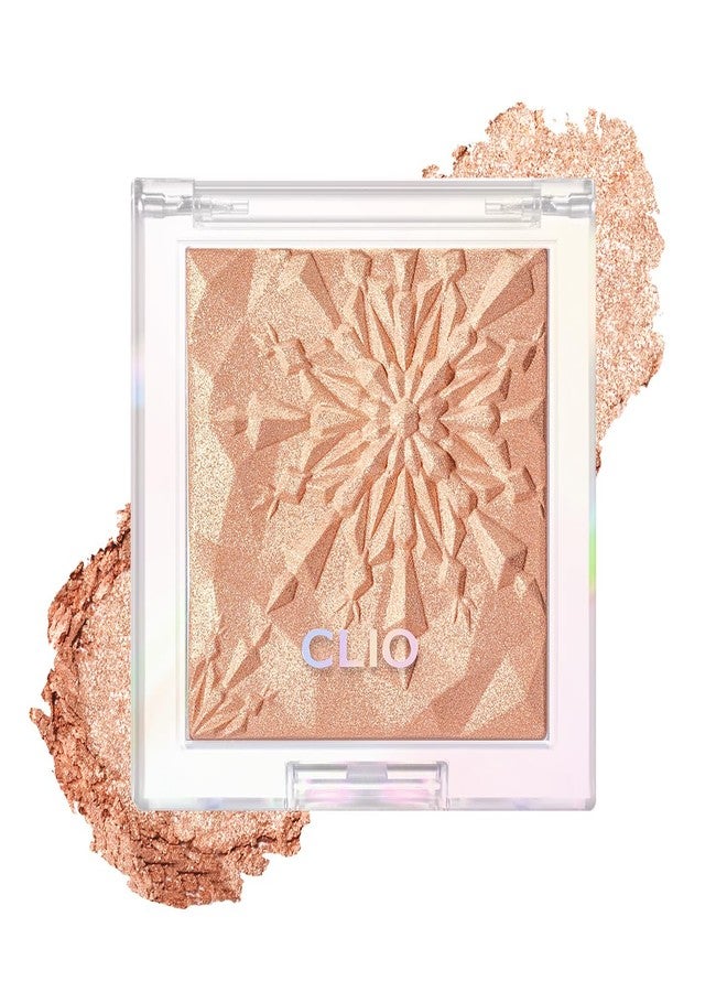 كليو بروفيشنال مكياج CLIO Prism Highlighter، مُضيء للوجه عالي اللمعان، بودرة مخبوزة ناعمة لامعة ببريق اللؤلؤ، جليتر يدوم طويلاً (6 ألوان) (05 خوخ ياقوتي، مقاس واحد) - Image 1