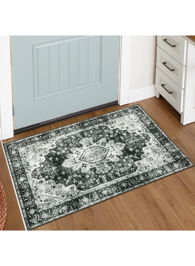 Bohemian Vintage Area Rug for Living Room and Kitchen, Non-Slip, Stain Resistant, Full Coverage