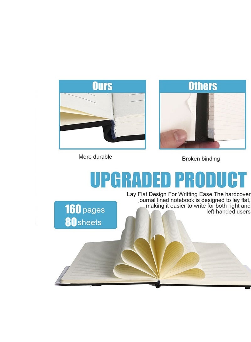 كلاسيك كولكشن دفتر يوميات مسطر، 160  دفتر يوميات مسطر، A5 مجلات جامعية للكتابة بورق 100 جرام في المتر المربع، دفاتر ملاحظات ذات غلاف فني مع محتويات للعمل والمدرسة والنساء والرجال - Image 4