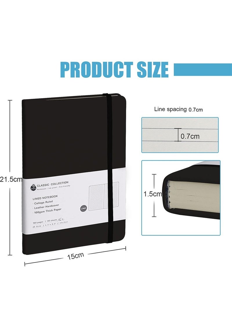 كلاسيك كولكشن دفتر يوميات مسطر، 160  دفتر يوميات مسطر، A5 مجلات جامعية للكتابة بورق 100 جرام في المتر المربع، دفاتر ملاحظات ذات غلاف فني مع محتويات للعمل والمدرسة والنساء والرجال - Image 2