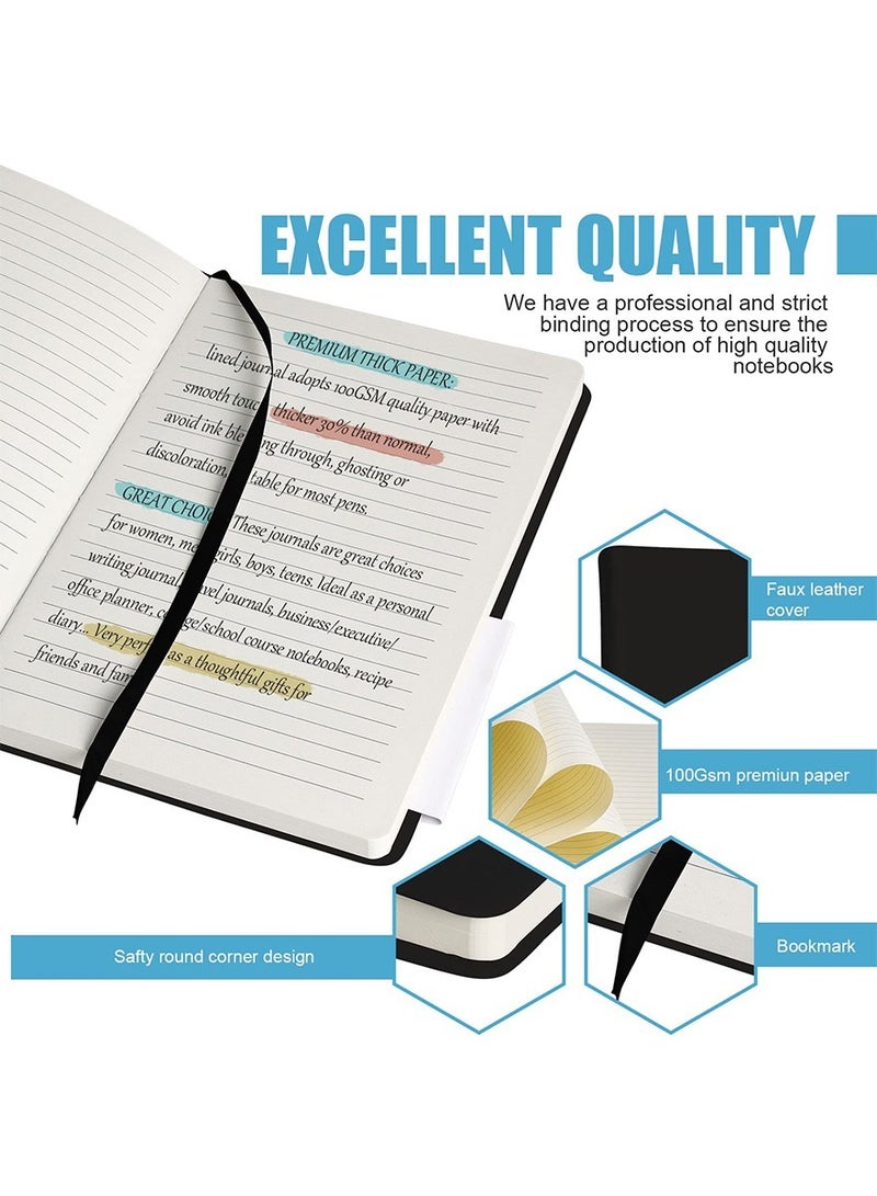 كلاسيك كولكشن دفتر يوميات مسطر، 160  دفتر يوميات مسطر، A5 مجلات جامعية للكتابة بورق 100 جرام في المتر المربع، دفاتر ملاحظات ذات غلاف فني مع محتويات للعمل والمدرسة والنساء والرجال - Image 3