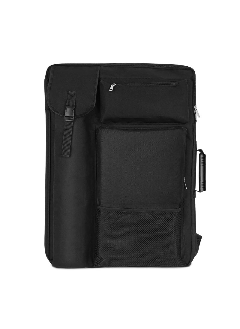 TreochtFUN TreochtFUN Art Portfolio Case 18 X 24Art Portfolio With Backpack  Tote Bag For ArtworkMedium Artist Case SizeBlack 