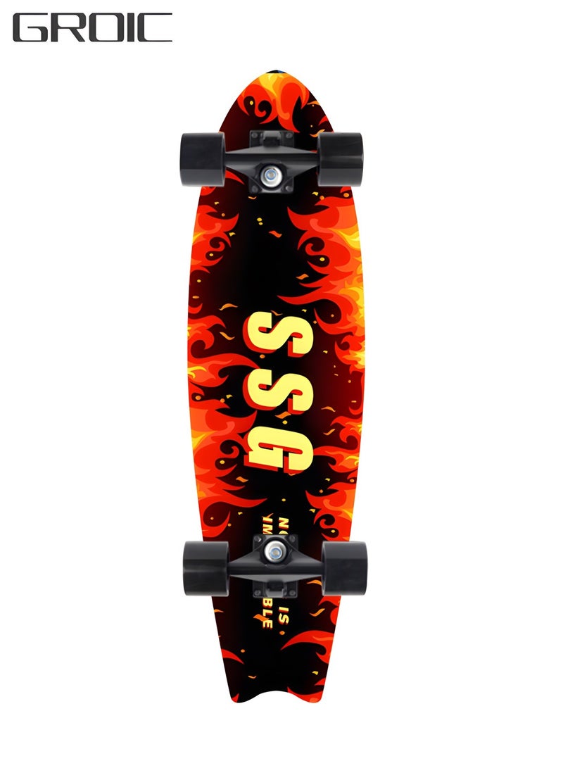 GROIC Skateboard 27.5 Inch Cruiser Skateboard Complete Skateboard with PU Wheel and ABEC 7 Bearings Retro Board Classic Skateboard,Skateboard for Kids Beginner - Image 1