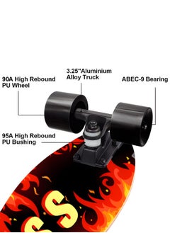 GROIC Skateboard 27.5 Inch Cruiser Skateboard Complete Skateboard with PU Wheel and ABEC 7 Bearings Retro Board Classic Skateboard,Skateboard for Kids Beginner  - Image 3