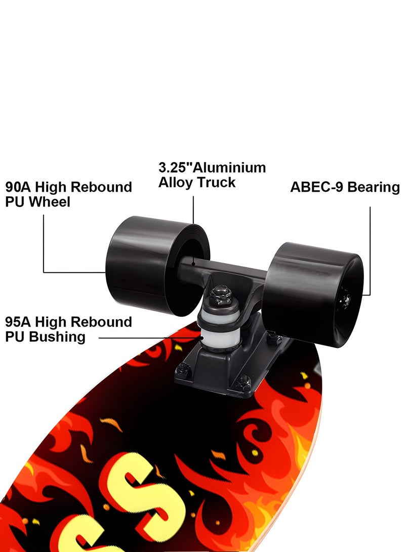 GROIC Skateboard 27.5 Inch Cruiser Skateboard Complete Skateboard with PU Wheel and ABEC 7 Bearings Retro Board Classic Skateboard,Skateboard for Kids Beginner - Image 3