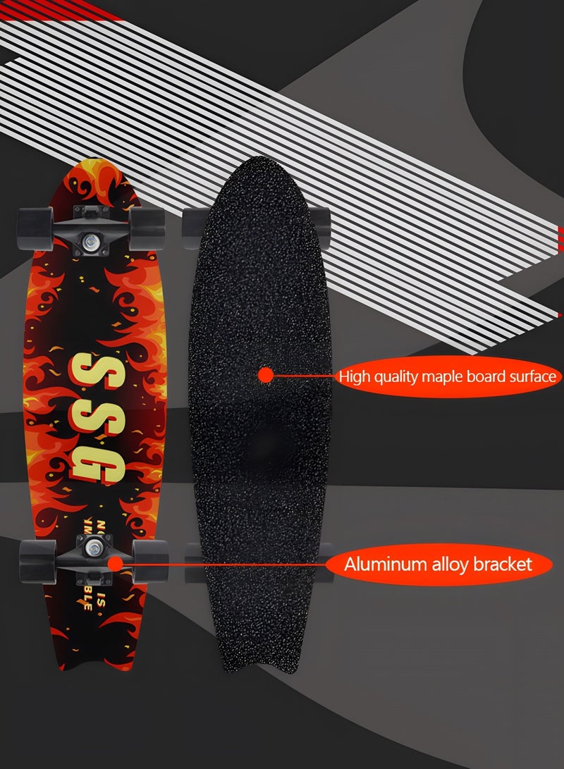 GROIC Skateboard 27.5 Inch Cruiser Skateboard Complete Skateboard with PU Wheel and ABEC 7 Bearings Retro Board Classic Skateboard,Skateboard for Kids Beginner - Image 2